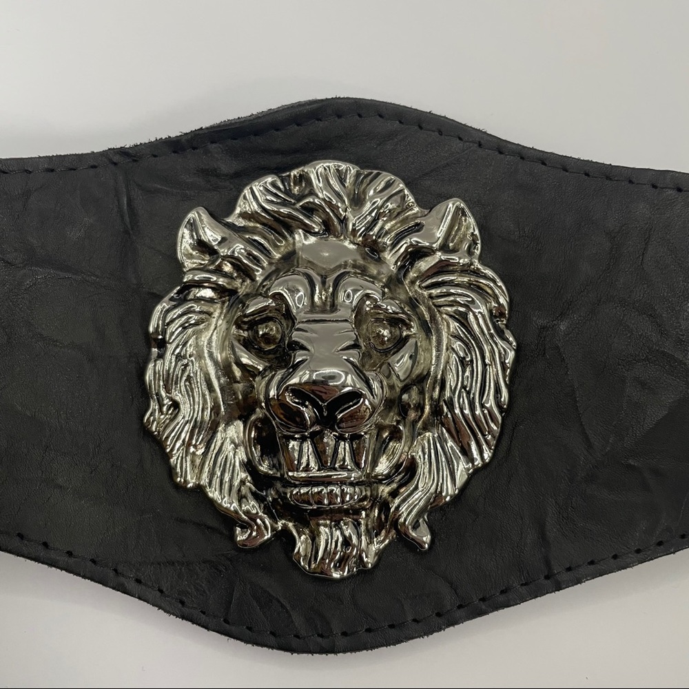 Lion Head Waist Belt emilynoelle NEW |Black W/Silver Lion | Retail $275 | Sz. L